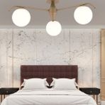 Apliqa 3948-03P-FR Diaspor 3'lü Yuvarlak Eskitme Beyaz Camlı Modern Plafonyer Retro Avize