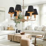 Apliqa 3955-06-FR-BL Ellery 6'lı Eskitme Siyah Şapkalı Modern Plafonyer Genç Odası Yatak Odası Retro Salon Avize