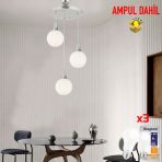 Apliqa 3'lü Damla Yuvarlak Krom-Led Ampul Dahil Modern Koridor Mutfak Salon Sarkıt Avize