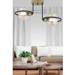 Apliqa 4100-02-FR-BL Becca 2'li Siyah Eskitme Bal Camlı Modern Oturma Odası Salon Avize