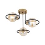 Apliqa 4100-03-FR-BL Becca 3'lü Siyah Eskitme Bal Camlı Modern Oturma Odası Salon Avize