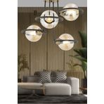Apliqa 4100-04-FR-BL Becca 4'lü Siyah Eskitme Bal Camlı Modern Avize