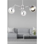 Apliqa 4102-03-CH-01 Abbey 3'lü Krom Rengi Krom Camlı Yuvarlak Modern Oturma Odası Salon Avize