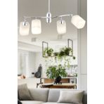 Apliqa 4102-04-CH Abbey 4'lü Krom Beyaz Camlı Yuvarlak Modern Oturma Odası Salon Avize