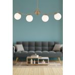 Apliqa 4104-04-FR Germaine 4'lü Sıralı Eskitme Beyaz Camlı Modern Oturma Odası Salon Avize
