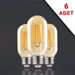 Apliqa 6 Adet Led Filamanli E27 Rustik 6 Watt 2500k Gün Işiği T45