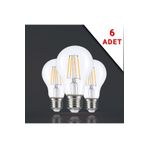 Apliqa 6 Adet Led Filamanli E27 Rustik 6 Watt 3000k Gün Işiği A60