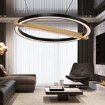 Apliqa April Siyah 58 Watt Yuvarlak Ahşap Desenli Modern Salon LED Sarkıt Avize - 1