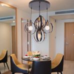 Apliqa Avanos 4'lü Modern Retro Sarkıt Mutfak Salon Avize Siyah