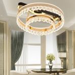 Apliqa Canel Gold İki Katlı 122 watt Kristal Taşlı Modern Led Plafonyer Led Avize