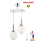 Apliqa Damla 2'li Sıralı Led Ampul Dahil Krom Avize