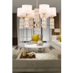 Apliqa Darell 6'lı Beyaz Şapkalı Gold Kristalli Taşlı Modern Tasarım Kristal Salon Avize