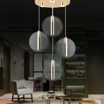 Apliqa Dustin 4'lü Yuvarlak 3 Renk 52 Watt Gold Kristal Ledli Sarkıt Avize
