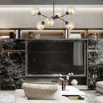 Apliqa Ecvet 6Lı Siyah Modern Oturma Odası Yatak odası Retro Salon Avize - Eskitme