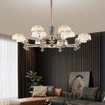 Apliqa Ekerd 12'li Gold 100 Watt Yuvarlak Kristalli Modern Sarkıt Salon Led Avize