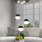 Apliqa Ekin 3'lü Yuvarlak 30 Watt Siyah Ledli Kelebek Detaylı Modern Koridor Yatak Odası Salon Sarkıt Led Avize