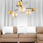 Apliqa Florit 3'lü Siyah Gold Modern Oturma Odası Salon Avize - Siyah - Gold