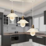 Apliqa Gönen 3'lü Beyaz Patinalı Modern Retro Sarkıt Salon Avize