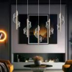 Apliqa Jadon 5'li Sıralı 3 Renkli 40 Watt Gold Kristal Ledli Sarkıt Avize