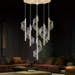 Apliqa Jadon 6'lı Yuvarlak 3 Renkli 53 Watt Gold Kristal Ledli Sarkıt Avize
