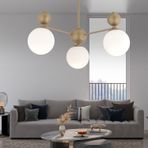 Apliqa Kuvars 3'lü Eskitme Beyaz Camlı Modern Koridor Yatak Odası Salon Avize