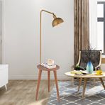 Apliqa Magic Eskitme Başlıklı Ahşap Sehpalı Modern Ayaklı Abajur Lamba ahşap lambader Altın