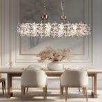 Apliqa Mercan Sıralı Gold Kristal Taşlı Modern Oturma Odası, Yemek Masası Üstü, Salon Avize