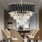 Apliqa Mikula 45'lik Yuvarlak Gold Kristal Taşlı Modern Oturma Odası Salon Sarkıt Avize - Siyah