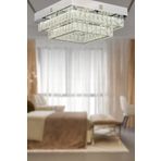 Apliqa Modina 2 Katlı Krom Ledli 3 Renkli 70 Watt Kristalli Taşlı Modern Tasarım Led Kristal Salon Avize