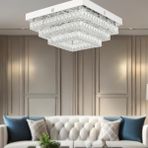 Apliqa Modina 3 Katli Krom Ledli 3 Renkli 50 Watt Kristalli Tasli Modern Tasarim Led Kristal Salon Avize