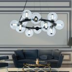 Apliqa Neval 12'li Yuvarlak Siyah 13 Watt Gold Oturma Odası, Salon Sarkıt Avize