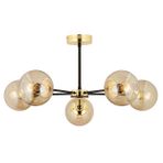 Apliqa Nide 3 Lü Siyah Gold Bal Camlı Salon Avize