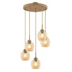 Apliqa Nino 5li Yuvarlak Eskitme Modern Sarkıt Oturma Odası Salon Sarkıt Avize Sarı