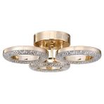 Apliqa Oylum 3'lü Gold 24 Watt Kristalli Koridor Salon Led Plafonyer Avize Altın