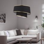 Apliqa Paoni Siyah Gold Detaylı Modern Koridor-Yatak Odası-Salon 2 Katlı Avize