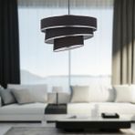 Apliqa Paoni Siyah Gümüş Detaylı Modern Koridor-Yatak Odası-Salon 3 Katlı Avize