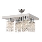 Apliqa Peter 5'li Krom Kristalli Taşlı Modern Tasarım Kristal Salon Avize