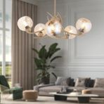 Apliqa Pireal 5'li Yuvarlak Eskitme Bal Camlı Modern Avize