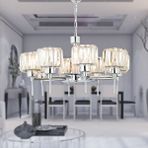 Apliqa Sadem 8'li Krom Kristalli Taşlı Modern Tasarım Salon-yatak Odası Kristal Salon Avize Gümüş