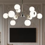 Apliqa Sofia 12'li Siyah Gold 100 Watt Yuvarlak Modern Oturma Odası, Salon Avize