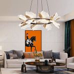 Apliqa Taran 60'lik Siyah Gold Çiçek Desenli 80 Watt Yuvarlak Modern Salon Led Avize