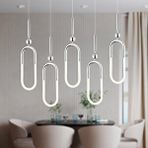 Apliqa Thisted 5'li Sıralı Krom Ledli 77 Watt Modern Koridor, Yatak Odası Salon Sarkıt Led Avize Antrasit
