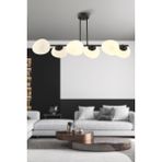 Apliqa Tristan 6'Lı Sıralı Siyah Modern Yemek Masası Üstü, Salon Avize
