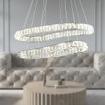 Apliqa Valeria Krom 2 Katlı Kristal Taşlı Led Avize