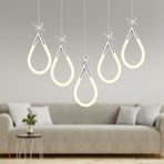 Apliqa Vojens 5'li Sıralı Krom Ledli 67 Watt Kelebek Detaylı Modern Koridor Yatak Odası Salon Sarkıt Led Avize