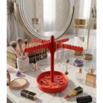 Aplus design Dekoratif Takı Standı - Kolye Askısı ve Yüzük Tablalı Organizer - Kırmızı - #