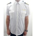 Apoletli Tk Logo Nakışlı Pilot Kısa Kol Gömlek - 001 - Beyaz - XL