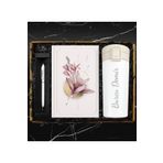 Apollon Gift 400 ML Otomatik Kilitli Beyaz Termos & Özel Tasarım Defter & Kişiye Özel Touch Pen Kalem Hediye Seti