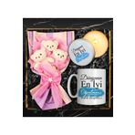 Apollon Gift Öğretmenler Gününe Özel Kupa & Üçlü Peluş Ayıcık Buketi & Özel Tasarım Mum Hediye Seti