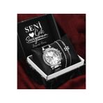 Apollon Gift Sevgililer Gününe Özel Kutulu Metal Kordon Saat & Kar Tanesi Bileklik & Zirkon Taşlı Bileklik Seti